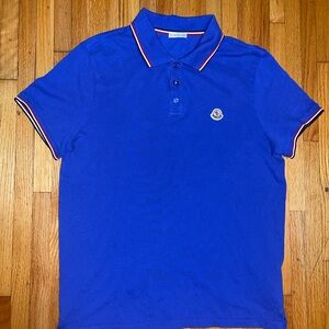 Moncler Royal Blue Polo with Red and White Accents
